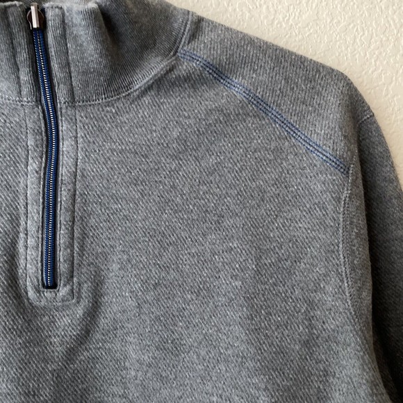 Tommy Bahama Mens Sweater Size Large Cotton Quarter Zip Pullover Gray - Picture 3 of 10